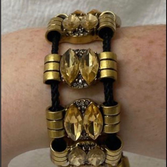 J. Crew Adjustable Gold & Black Metal, Crystal Bracelet - Picture 4 of 5